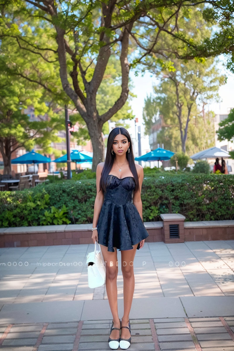 Hepburn Style Little Black Dress Pettiskirt Fancy Waist-Tight Tube Top Dress Elegant Sexy Short Slim Looking Skirt